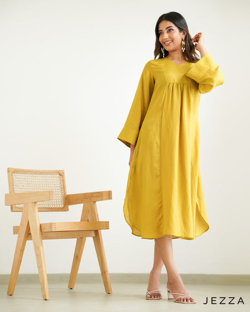 Gathered Grace Cotton Dress-Top 66771